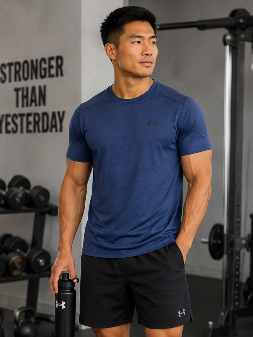 Under Armour Navy Blue Loose Fit Tee Mens Medium